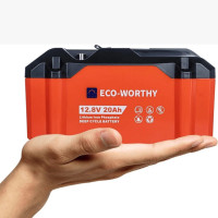 Акумулятор LiFePO4 ECO-WORTHY 12V 20Ah  256Wh  компактна енергія з рекордним ресурсом 4000 циклів